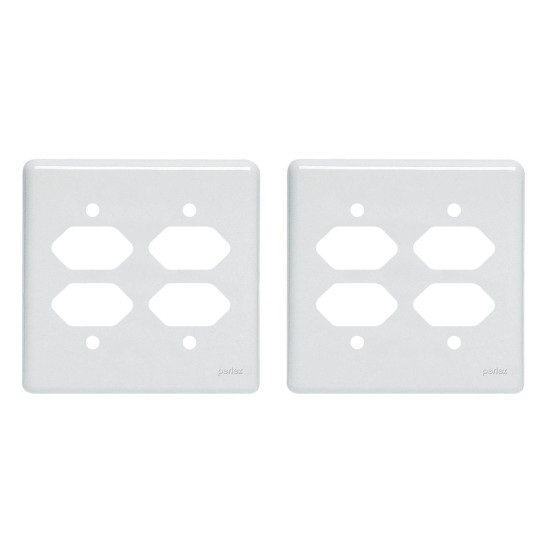 Kit C/2 - Placa Perlex Branca 4X4 (4 Tomadas) 23Pl22T 23P...