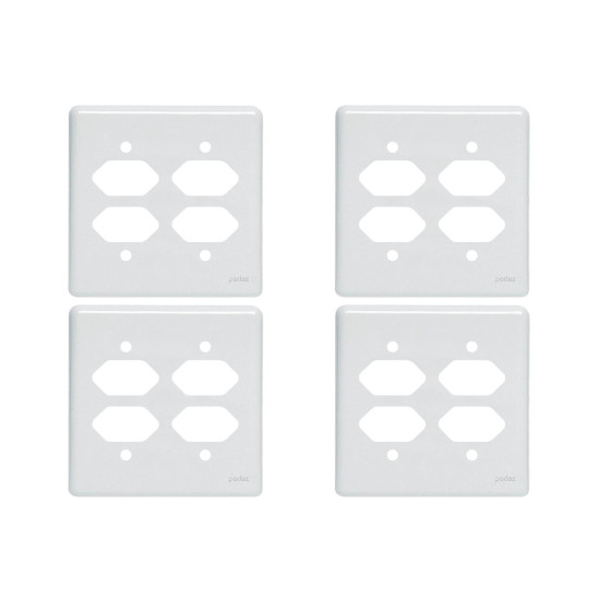 Kit C/4 - Placa Perlex Branca 4X4 (4 Tomadas) 23Pl22T 23P...
