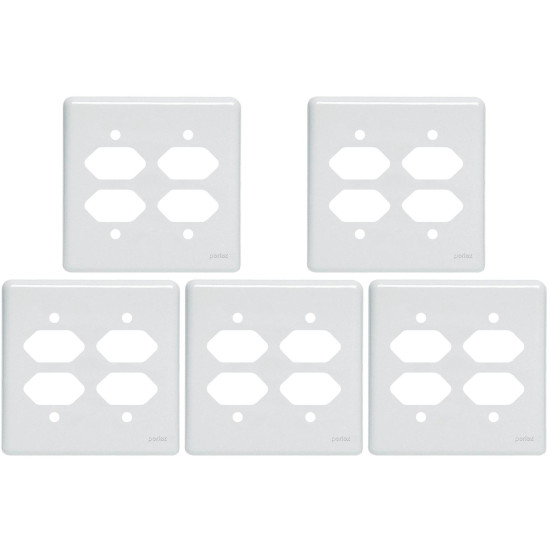 Kit C/5 - Placa Perlex Branca 4X4 (4 Tomadas) 23Pl22T 23P...