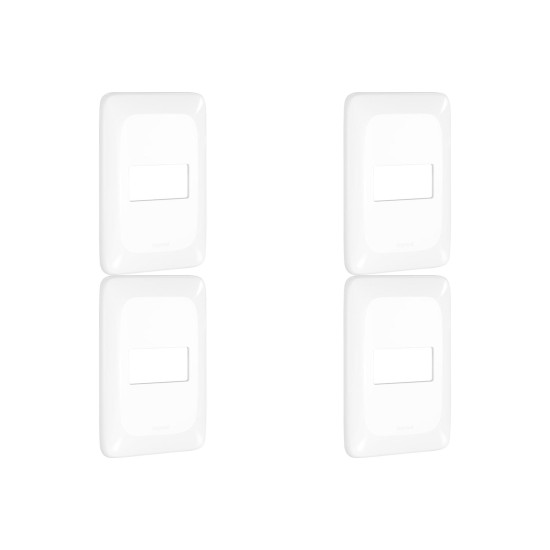 Kit C/4 - Placa Pial Pop Branca 4X2(1Modulo Horizontal) L...