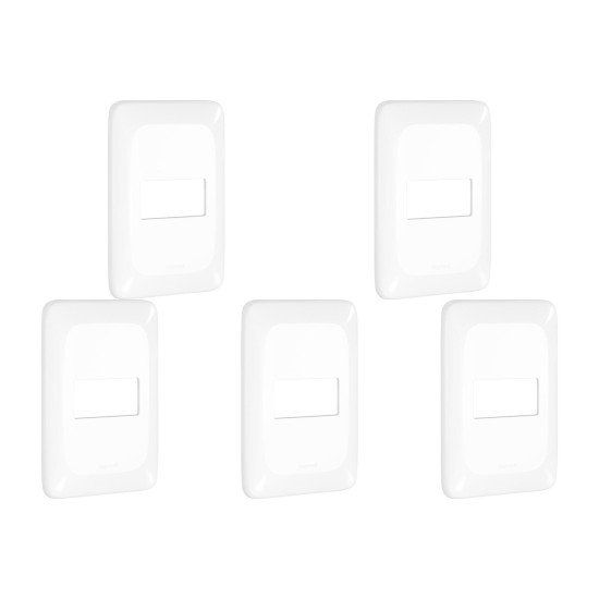 Kit C/5 - Placa Pial Pop Branca 4X2(1Modulo Horizontal) L...