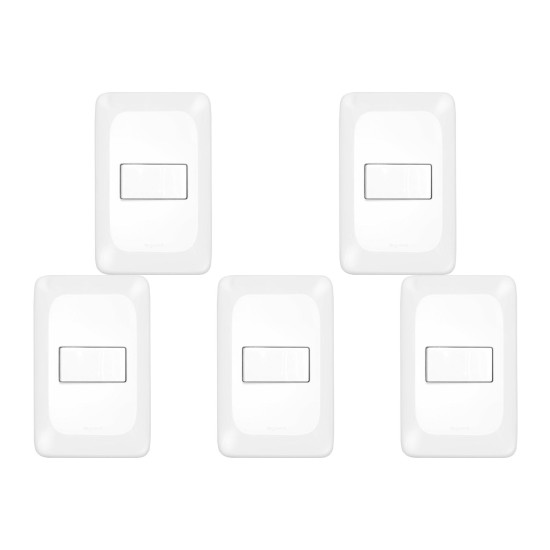 Kit C/5 - Conjunto Pial Pop 4X2 Branco Com Placa (1Simple...