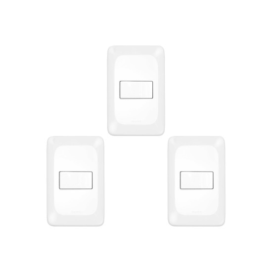 Kit C/3 - Conjunto Pial Pop 4X2 Branco Com Placa (1Tomada...