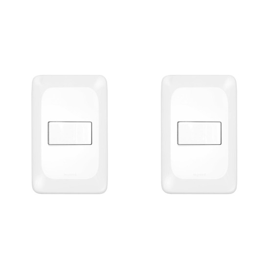 Kit C/2 - Conjunto Pial Pop 4X2 Branco Com Placa (1Tomada...