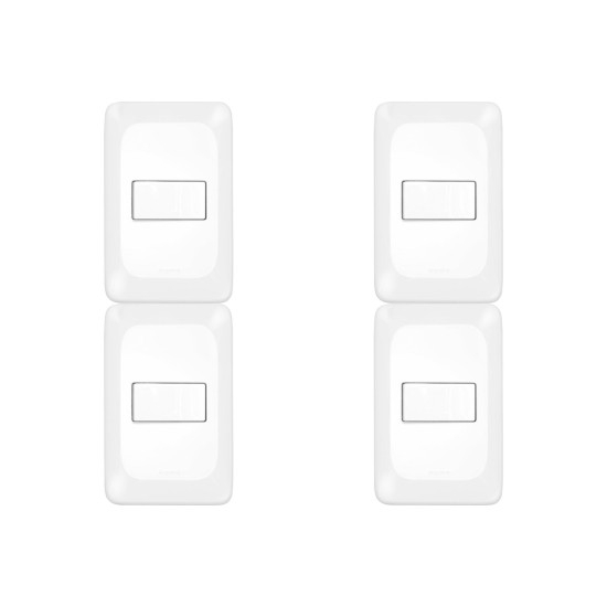 Kit C/4 - Conjunto Pial Pop 4X2 Branco Com Placa (1Tomada...
