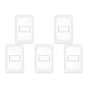 Kit C/5 - Conjunto Pial Pop 4X2 Branco Com Placa (1Tomada...