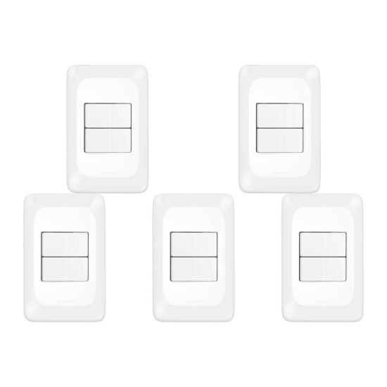 Kit C/5 - Conjunto Pial Pop 4X2 Branco Com Placa (2Simple...