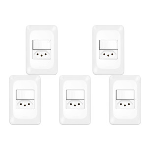 Kit C/5 - Conjunto Pial Pop 4X2 Branco Com Placa (1Simple...