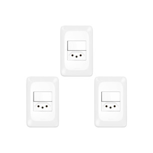 Kit C/3 - Conjunto Pial Pop 4X2 Branco Com Placa (1Simple...