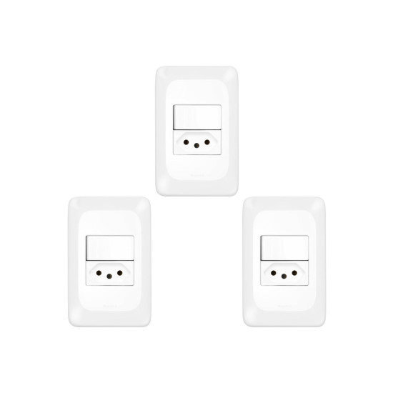 Kit C/3 - Conjunto Pial Pop 4X2 Branco Com Placa (1Simple...