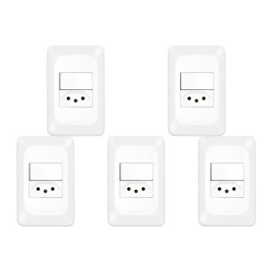 Kit C/5 - Conjunto Pial Pop 4X2 Branco Com Placa (1Simple...