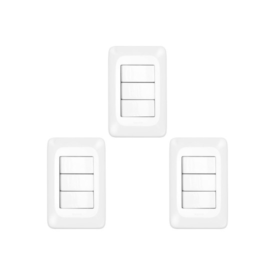 Kit C/3 - Conjunto Pial Pop 4X2 Branco Com Placa (3Simple...