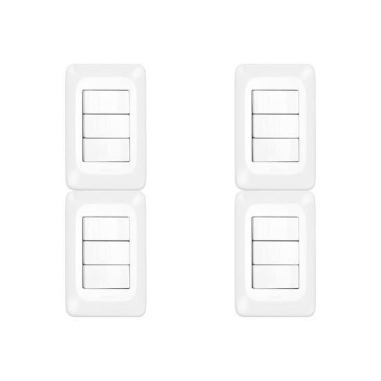 Kit C/4 - Conjunto Pial Pop 4X2 Branco Com Placa (3Simple...