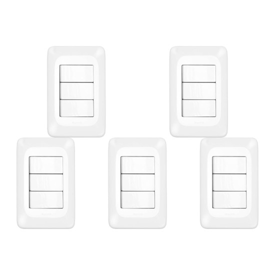 Kit C/5 - Conjunto Pial Pop 4X2 Branco Com Placa (3Simple...