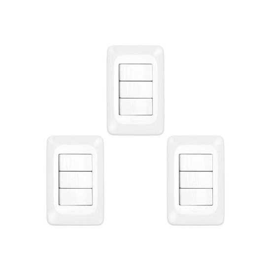 Kit C/3 - Conjunto Pial Pop 4X2 Branco Com Placa (3Parale...