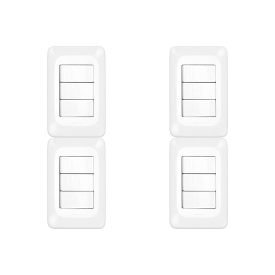 Kit C/4 - Conjunto Pial Pop 4X2 Branco Com Placa (3Parale...