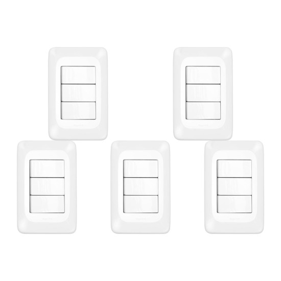 Kit C/5 - Conjunto Pial Pop 4X2 Branco Com Placa (3Parale... Kit C/5 - Conjunto Pial Pop 4X2 Branco Com Placa (3Parale...