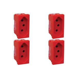 Kit C/4 - Modulo Pial Pop Vermelho 1 Tomada 20A Lg03020Vm