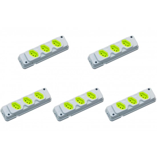 Kit C/5 - Tomada Barra Fiolux   Tripla 20A 2 Polos+Terra ...