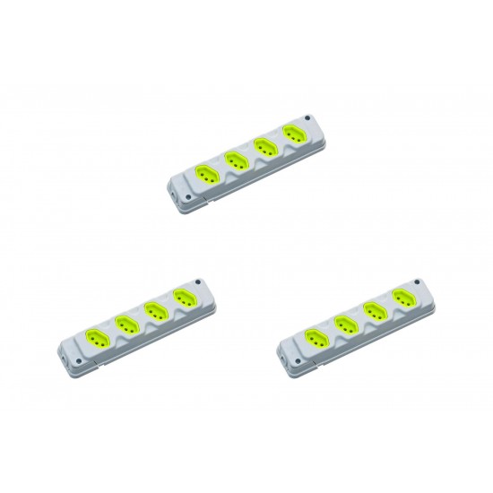 Kit C/3 - Tomada Barra Fiolux   Quadrupla 20A 2 Polos+Ter...