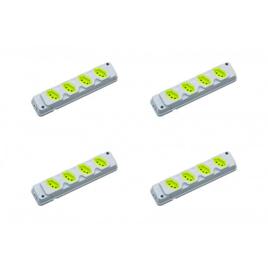 Kit C/4 - Tomada Barra Fiolux   Quadrupla 20A 2 Polos+Ter...