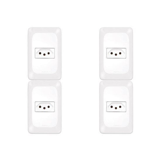 Kit C/4 - Pial Conjunto  Pop 4X2 1 Tomada  10A Lgx30