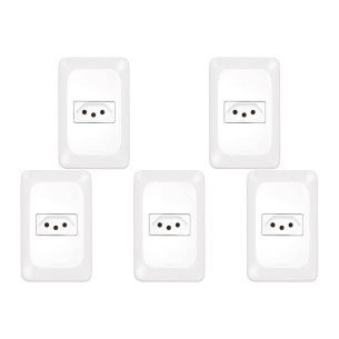 Kit C/5 - Pial Conjunto  Pop 4X2 1 Tomada  10A Lgx30