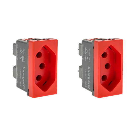 Kit C/2 - Pial Modulo Pop Tomada 2P+T 20A Verm.