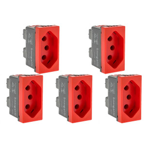 Kit C/5 - Pial Modulo Pop Tomada 2P+T 20A Verm.