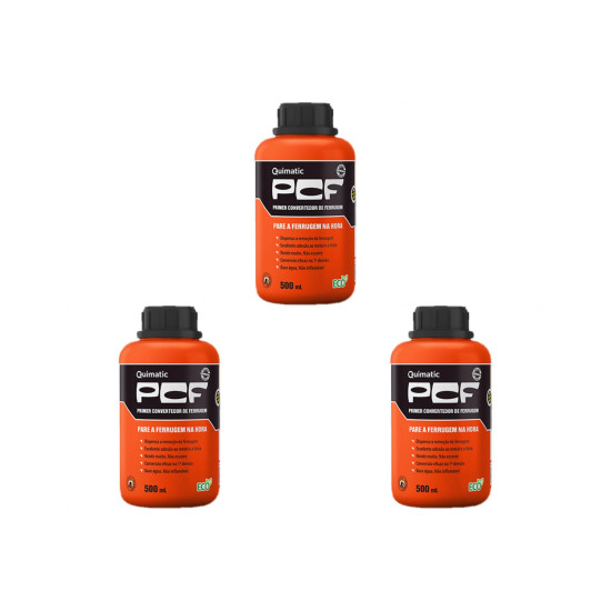 Kit C/3 - Tapmatic Removedor Neutralizador Convertedor. De Ferrugem Pcf 500Ml