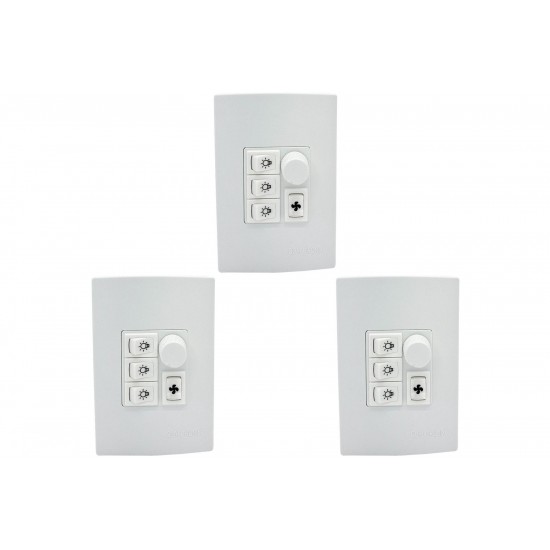 Kit C/3 - Controle Para Ventilador Qualitronix Embutir Ve...