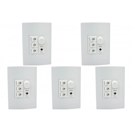 Kit C/5 - Controle Para Ventilador Qualitronix Embutir Ve...