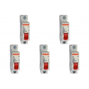 Kit C/5 - Disjuntor Steck ''Din'' Unipolar 32A. C