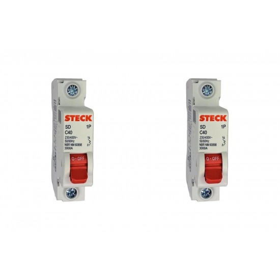 Kit C/2 - Disjuntor Steck ''Din'' Unipolar 40A. C Kit C/2 - Disjuntor Steck ''Din'' Unipolar 40A. C