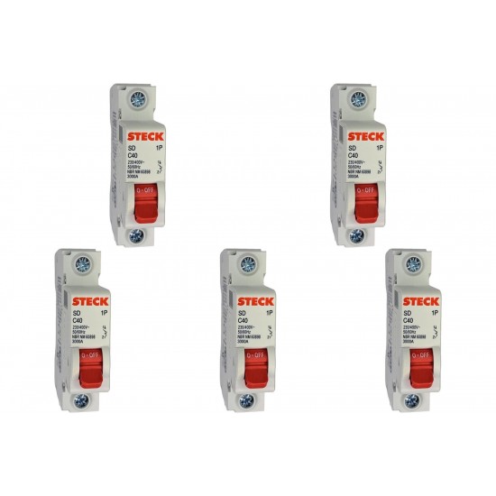Kit C/5 - Disjuntor Steck ''Din'' Unipolar 40A. C