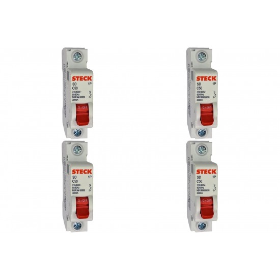 Kit C/4 - Disjuntor Steck ''Din'' Unipolar 50A. C Kit C/4 - Disjuntor Steck ''Din'' Unipolar 50A. C