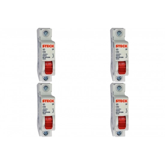 Kit C/4 - Disjuntor Steck ''Din'' Unipolar 63A. C Kit C/4 - Disjuntor Steck ''Din'' Unipolar 63A. C