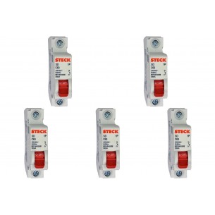 Kit C/5 - Disjuntor Steck ''Din'' Unipolar 63A. C