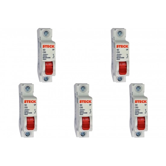 Kit C/5 - Disjuntor Steck ''Din'' Unipolar 63A. C