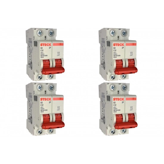 Kit C/4 - Disjuntor Steck ''Din'' Bipolar 32A. C