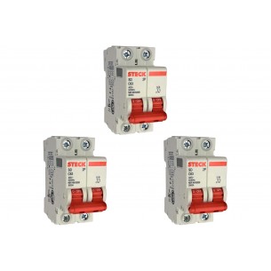 Kit C/3 - Disjuntor Steck ''Din'' Bipolar 63A. C