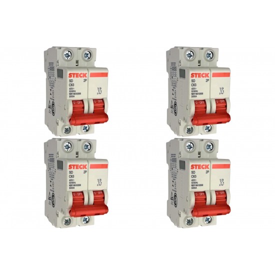 Kit C/4 - Disjuntor Steck ''Din'' Bipolar 63A. C