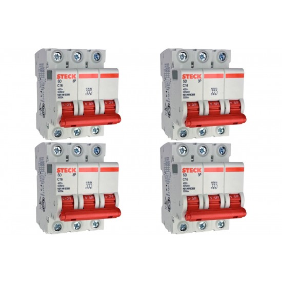 Kit C/4 - Disjuntor Steck ''Din'' Tripolar 16A. C