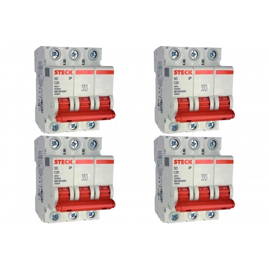 Kit C/4 - Disjuntor Steck ''Din'' Tripolar 20A. C