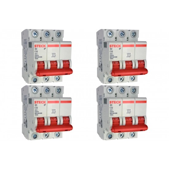 Kit C/4 - Disjuntor Steck ''Din'' Tripolar 32A. C