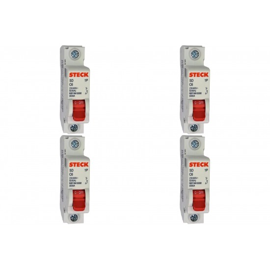 Kit C/4 - Disjuntor Steck ''Din'' Unipolar 6A. C Kit C/4 - Disjuntor Steck ''Din'' Unipolar 6A. C