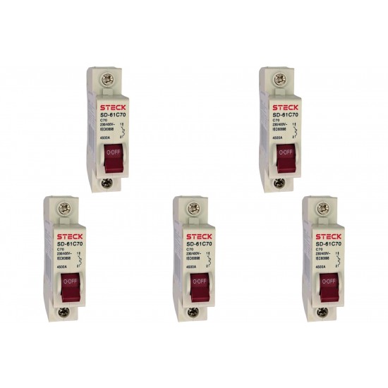 Kit C/5 - Disjuntor Steck ''Din'' Unipolar 70A. C