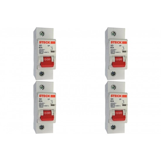 Kit C/4 - Disjuntor Steck ''Din'' Unipolar 80A. C Kit C/4 - Disjuntor Steck ''Din'' Unipolar 80A. C