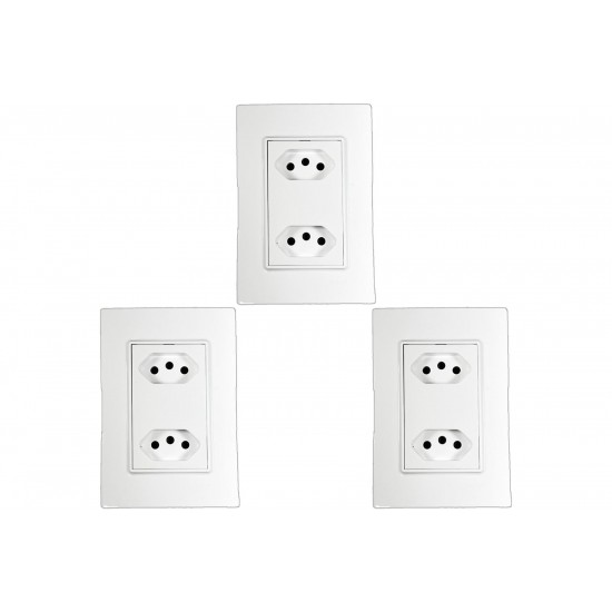 Kit C/3 - Conjunto Ilumi Vivaz Branco Com Placa 2 Tomadas... Kit C/3 - Conjunto Ilumi Vivaz Branco Com Placa 2 Tomadas...