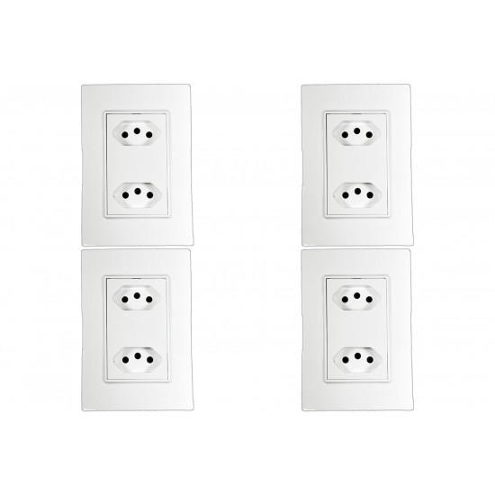 Kit C/4 - Conjunto Ilumi Vivaz Branco Com Placa 2 Tomadas...
